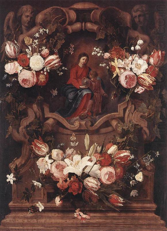 Floral Wreath with Madonna and Child, Daniel Seghers